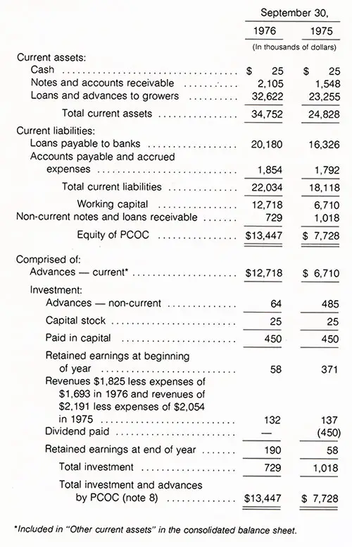 Investment in Prodco - Bangor Punta, FY 1976