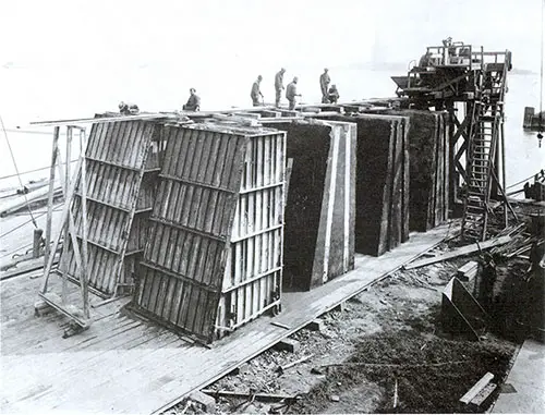 Casting of Underwater Concrete Blocks for Contract 1, 17 May 1913.