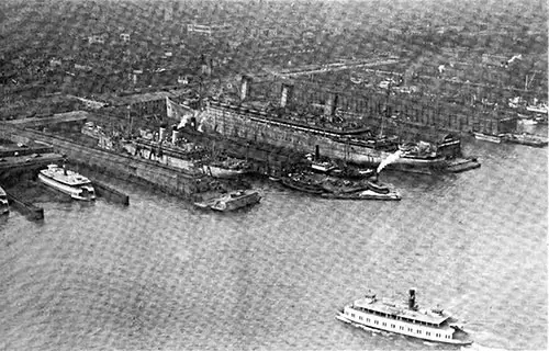 The Steamship Leviathan, at the U. S. Army Base at Hoboken, NJ.