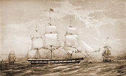 The "Yorkshire," an example of a Packet Ship, popular before 1850.