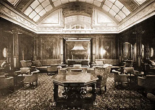 First Class Smoking Room on the RMS Mauretania, 1907.