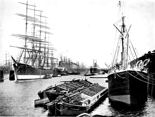 Busy Scene in Hamburg's Harbor.
