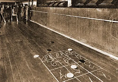 Passengers Play a Game of Shuffle-Board on the Lower Promenade Deck.