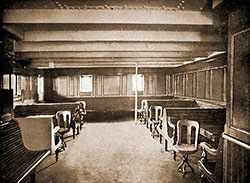 Third Class Smoking Room on the SS Themistocles of the Aberdeen Line, 1913.