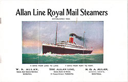 1907 Second Cabin Brochure from the Allan Line Royal Mail Steamers