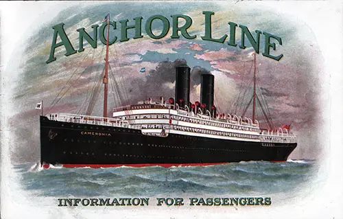 Front Cover, Anchor Line Information For Passengers - 1912 Brochure. 