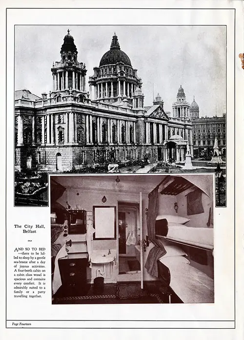 City Hall, Belfast. Cabin Service to Europe, Canadian Pacific Line, 1927.