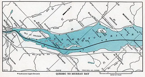Map of the St. Lawrence River from Quebec to Murray Bay, 1948.