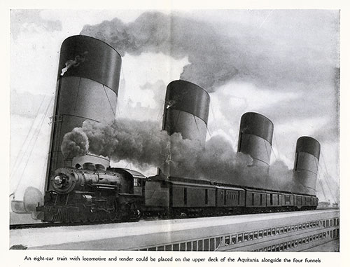 An Eight-Car Train with Locomotive and Tender Could Be Placed on the Upper Deck of the Aquitania