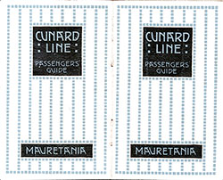 1921 Brochure Cover, Cunard Line Passengers' Guide to the RMS Mauretania.