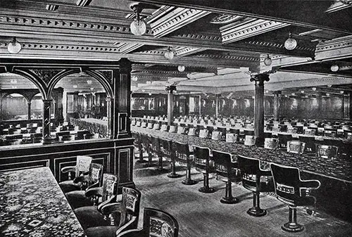 The Grand Dining Salon of the Cunard Steamships Campania and the Lucania.