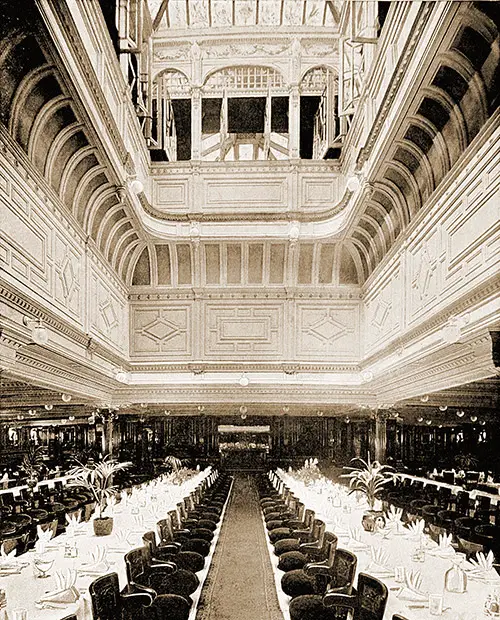 The Grand Dining Saloon of the Cunarders Campania and the Lucania Showing the Interior of the Dome.