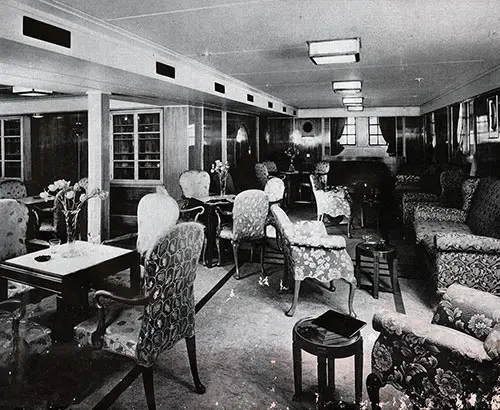 Tourist Class Lounge on the MV Britannic.