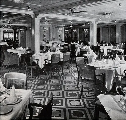 Tourist Class Dining Room on the SS Columbus.