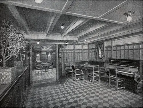 Cabin-Class Bar with an Open Space and a Piano.