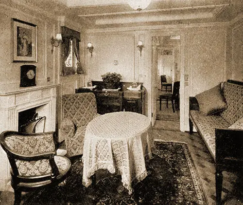 Drawing Room in a "B" Deck Suite on the Belgenland.
