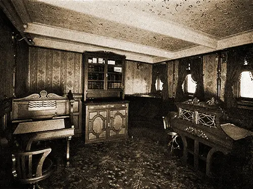 First Cabin Writing Room on the SS Oscar II, SS Hellig Olav, and the SS United States.