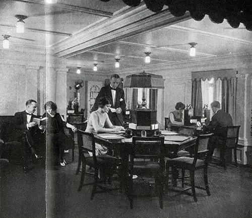 Cabin Class Writing Room on the SS President Roosevelt.