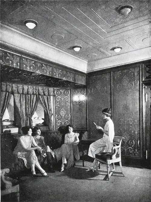 First Class Passengers Enjoy the Social Hall on the SS George Washington.