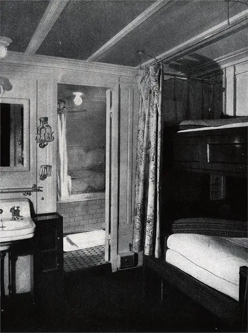 Cabin Class Stateroom with Private Bath on the SS America.