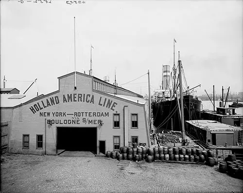 Entrance to the Holland-America Line Piers in Hoboken New Jersey, 1905.