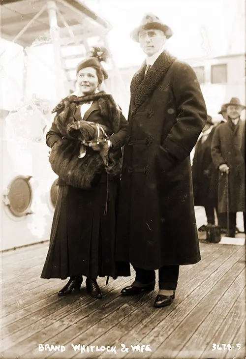 Photograph shows Brandon Whitlock, U.S. Ambassador to Belgium from 1914 to 1921 with his wife Ella (Brainerd) Whitlock