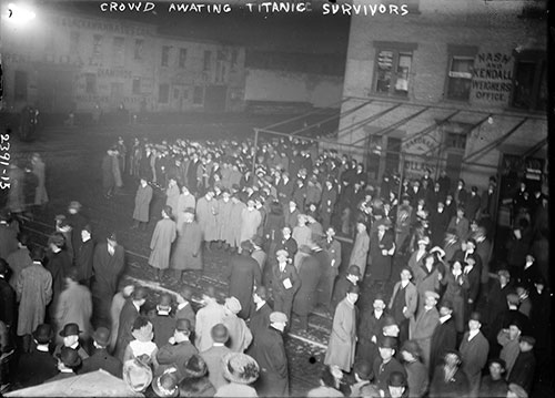Crowd Awaiting Titanic Survivors Arrival on the Carpathia in New York