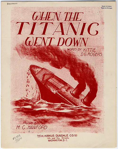 Front Cover, Sheet Music for Voice and Piano: When the Titanic Went Down,
