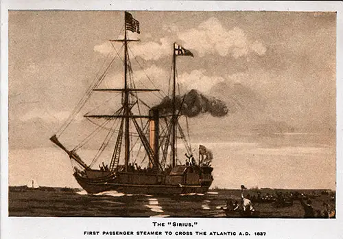 Illustration of the Sirius - First Passenger Steamer to Cross the Atlantic. 