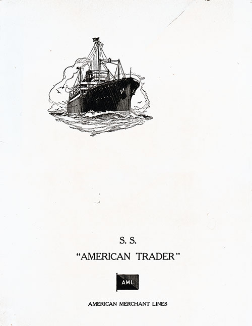 Front Cover, SS American Shipper Dinner Menu - 27 April 1929