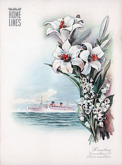 Front Cover, Dinner Menu, Tourist Class on the MS Italia of the Home Lines, Thursday, 4 December 1952.