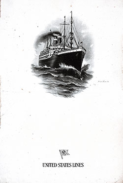 Front Cover, SS President Arthur Dinner Menu - 28 October 1923