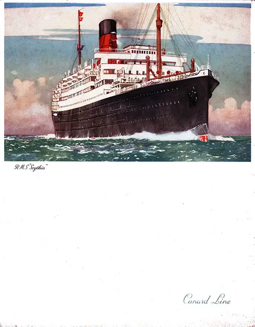 Front Cover - RMS Scythia Farewell Dinner Menu - 21 July 1955