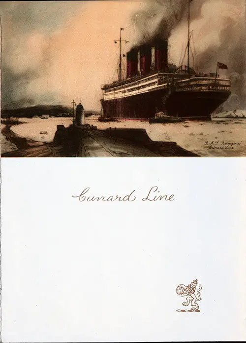 Front Cover, RMS Berengaria Luncheon Menu - 22 August 1930