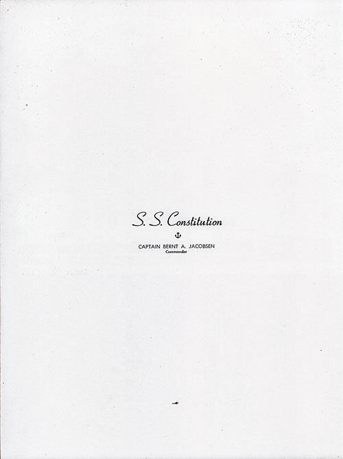 Title Page, Large Format Luncheon Menu on the SS Constitution of the American Export Lines, Thursday, 11 February 1954.