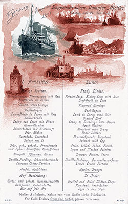 Cover, SS Moltke Luncheon Bill of Fare - 24 July 1905