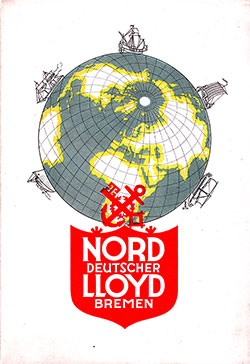 Front Cover, Luncheon Menu, on the SS Stuttgart of the Norddeutscher Lloyd/North Georgia Lloyd, Thursday, 12 June 1930.