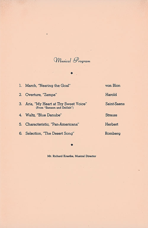 Musical Program, Private Dinner Menu & Dance, Masonic Masters and Wardens on the SS Washington 1933