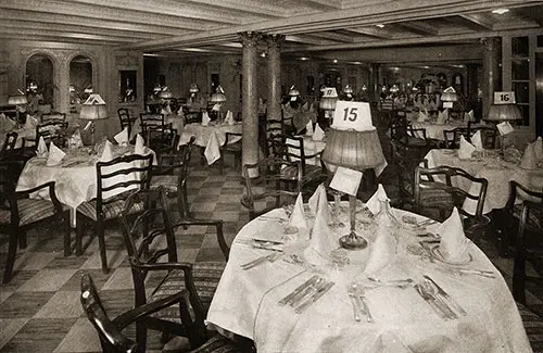 First Class Dining Saloon on the SS Samaria.