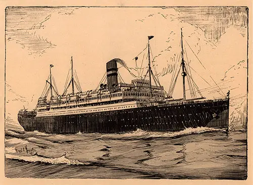 The SS Nieuw Amsterdam, 17,250 Tons Register, 31,000 Tons Displacement.