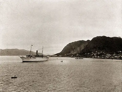 View of the SS Meteor Looking Towards the Shoreline at Aalesund.