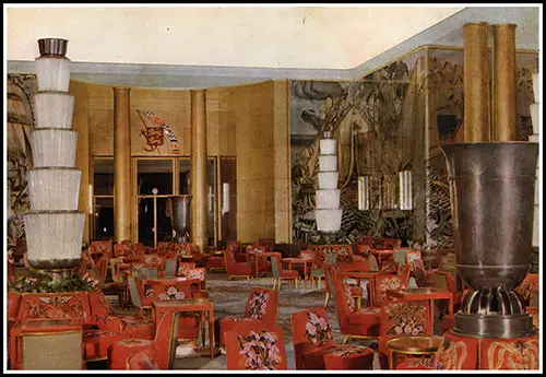 View of the Gallery Lounge and Superior Hall on the SS Normandie.