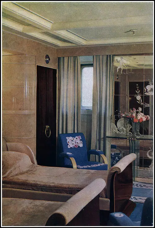 Luxury Suite "Dieppe" Bedroom on the SS Normandie.