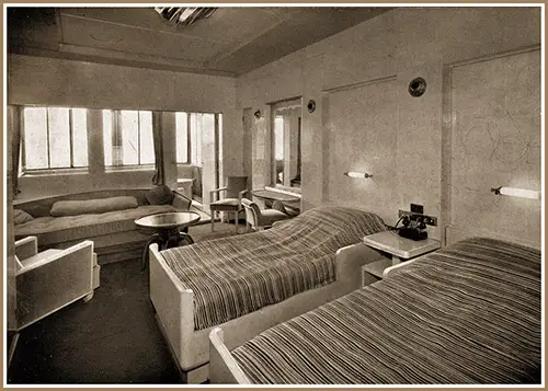 Stateroom Suite with Terrace on the SS Normandie.