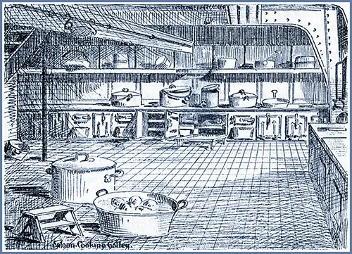 A View of a Saloon Cooking Galley on the Campania.