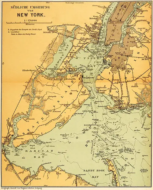 Map of New York Harbor, 1892.