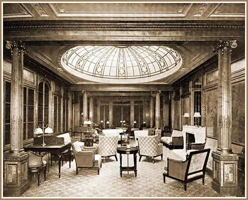 First Class Library and Writing Room on the Mauretania.
