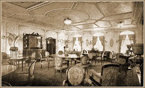 First Class Reading and Writing Room on the SS Adriatic of the White Star Line.