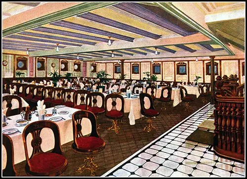 SS Cameronia (1910) Second Class Dining Saloon.