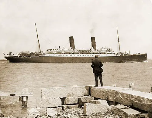 The RMS Franconia (1912) viewed from the Shoreline